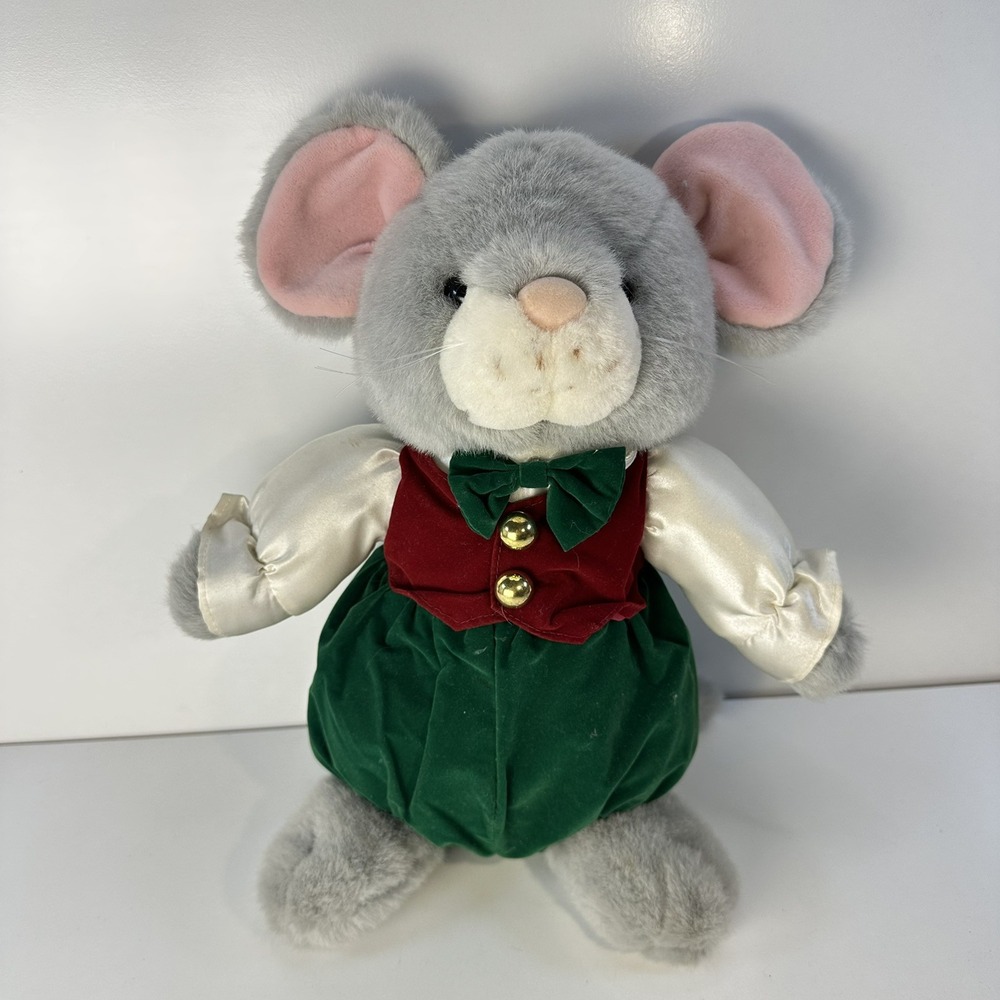 Gibson Greetings Chris Mouse Christmas Mouse Plush 11" Red Green 1995 Vintage